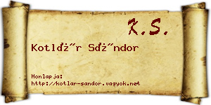 Kotlár Sándor névjegykártya
