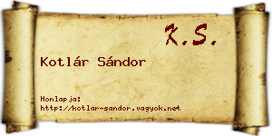 Kotlár Sándor névjegykártya
